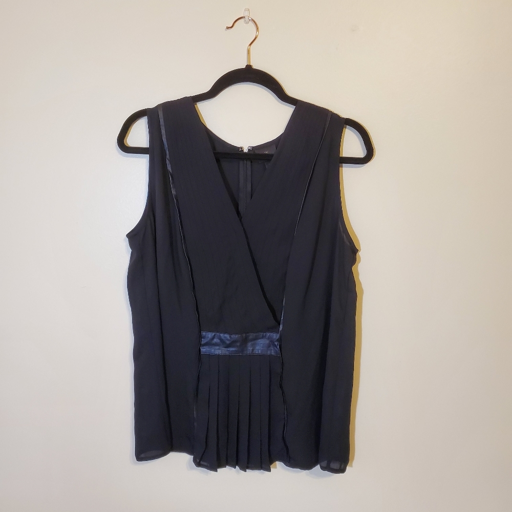 Black Worthington Chiffon/Leather Top